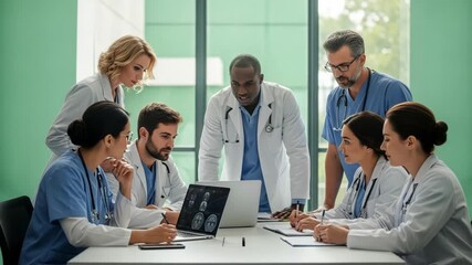Diverse group of medical professionals in a meeting - Powered by Adobe