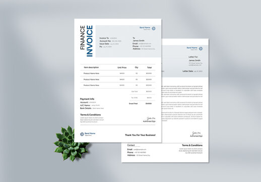 Simple Finance Billing Invoice with Letter Document Template
