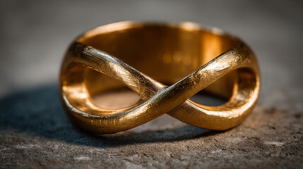 A broken ring forming an infinity symbol, representing unending bonds, eternal connection, resilience, and continuity. A symbolic and artistic visual for love, commitment, or abstract concepts.
