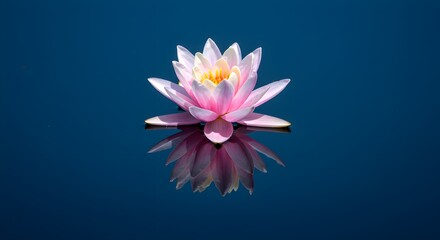 Floating lotus flower and reflection