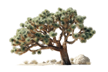 Desert tree stands against a black background