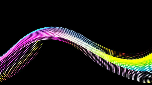 Dynamic rainbow wave with vibrant dots, perfect for modern technology or creative project backgrounds and eye catching presentations - Powered by Adobe