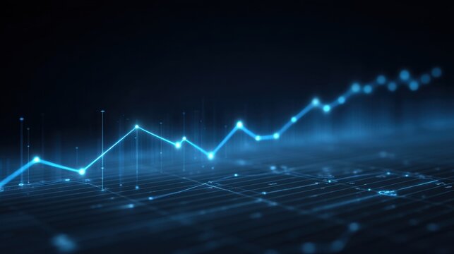 Futuristic Financial Dashboard with Glowing Blue Line Graphs and Data Visualization for Analytics and Business Intelligence Applications