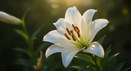 White lily flower blooming nature background