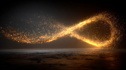 A comet streaks through space forming an infinity loop with its glowing tail, symbolizing eternity, cosmic motion, energy, and the endless flow of time in a dynamic and celestial scene