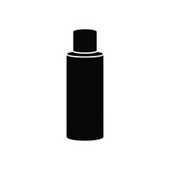 Black bottle silhouette with white cap and band container