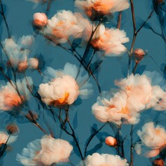 Seamless pattern of soft blurred flowers natural environment film photography tranquil viewpoint