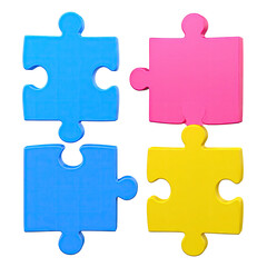 Obraz premium Four colorful puzzle pieces interconnected
