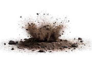 Soil burst, dark fragments