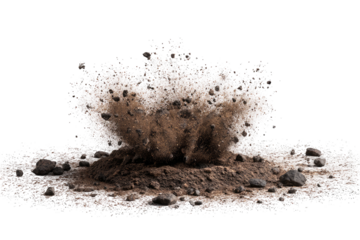 Soil burst, dark fragments