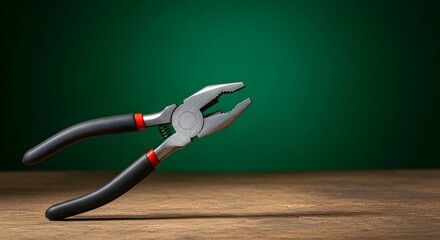 Needle-Nose Pliers Tool on a Wooden Table, Representing Home Improvement, Construction, Repair, DIY, Workshop, and Professional Engineering Work