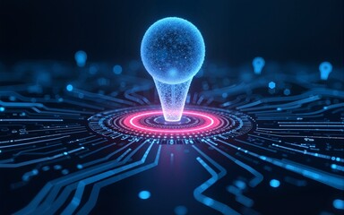 Quantum processing. Deep learning artificial intelligence. Future new technology  for business or science presentation. High quality