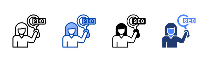 Seo icon set multiple style collection