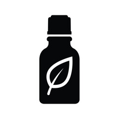 Black bottle with white leaf icon vector