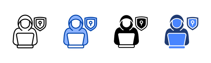 Cybersecurity icon set multiple style collection