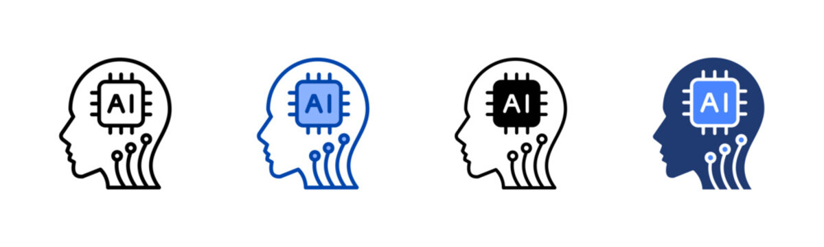 Artificial Intelligence icon set multiple style collection