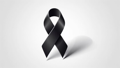 Mourning ribbon on white background, symbol of mourning.