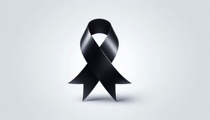 Mourning ribbon on white background, symbol of mourning.
