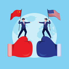 USA and China trade war illustration vector