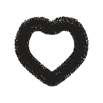 Doodle art, Hand drawn black heart design outline vector