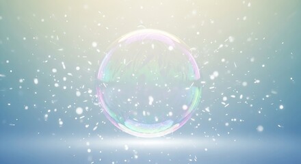 Magical Sparkling Bubble Floating in a Dreamy Winter Scene