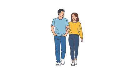 Illustrative depiction of a couple enjoying a leisurely walk together during daytime hours