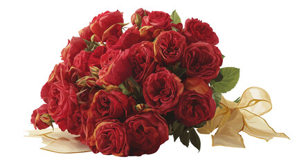 A beautiful bouquet of red roses with a light yellow ribbon on a black and white background art