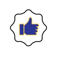 Recommendation icon, simple badge with likes, business, feedback, mixed design style on white background