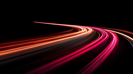 Digital Velocity: Fiery Light Streaks on a Pure Black Background