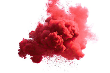 Red plume of smoke expanding into a dark, contrasting void