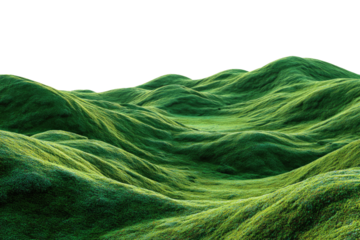 Lush, undulating green hills against black sky