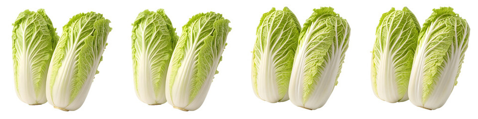 Four pairs of napa cabbages isolated on transparent background