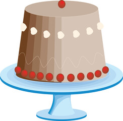 Illustration of delicious cake, decorated with red and white balls