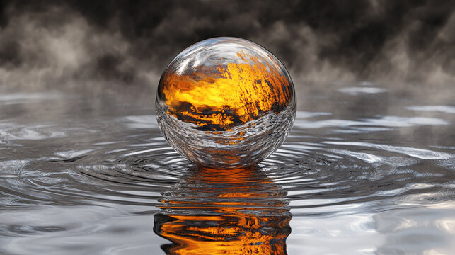 Floating amber to reflective silver gradient forming a smooth luminous transition symbolizing transformation balance and the flow of energy in a hyperrealistic abstract visual environment