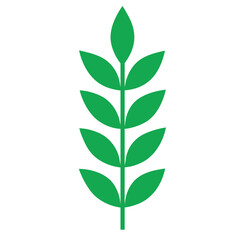 Minimalist green plant stem icon flat design