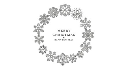 Elegant Christmas Wreath with Merry Christmas and Happy New Year Wishes Design