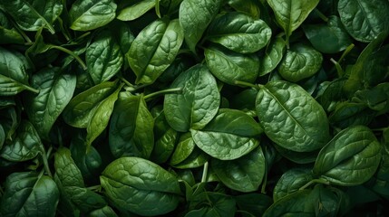Obraz premium fresh spinach leaves on the market