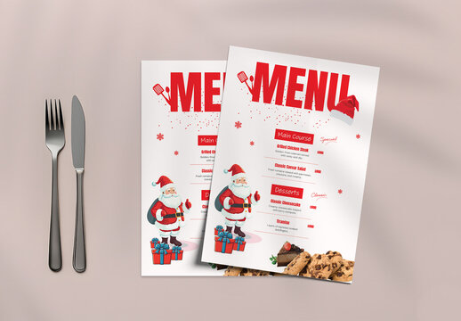 Modern Christmas Restaurant Cafe Food Menu Design Layout