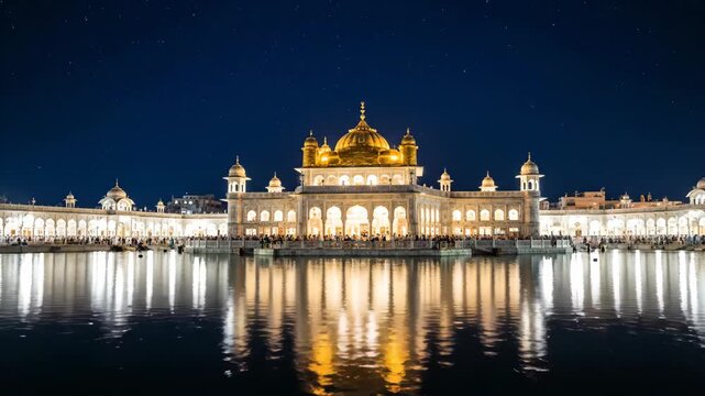 Guru Gobind Singh Jayanti 2025 Golden Temple Amritsar Illuminated at Night, Reflecting in Holy Water, Sikhism Celebration