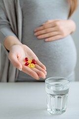 Prenatal health, prenatal vitamins, healthy childbirth concept