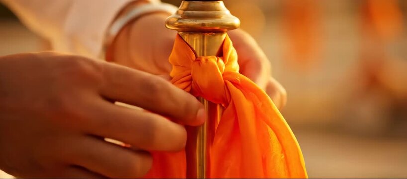 Preparing Nishan Sahib Guru Gobind Singh Jayanti 2025 Celebration, Symbolizing Sikh Heritage and Devotion for Holy Procession