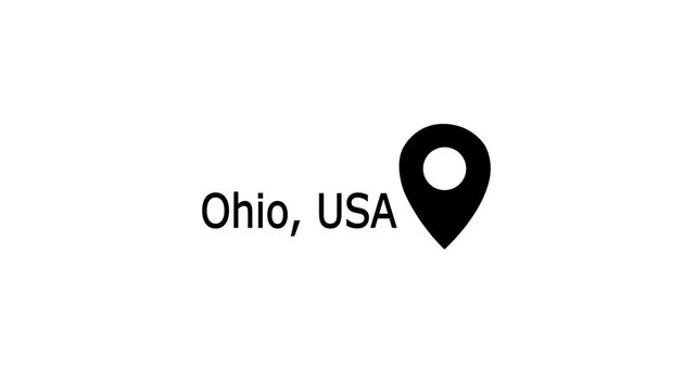 Ohio , USA  location pin, in the country Rome, Italy . suitable for holiday tours, travelers, and more. isolated on a white background with 4k video animation.