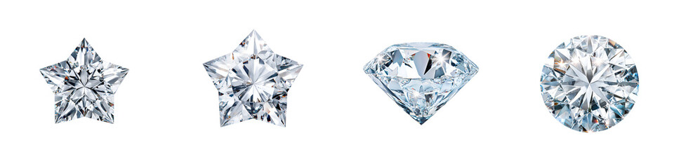 Sparkling Diamond Shapes Isolated on White