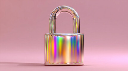 Floating modern slick padlock casts a soft gradient shadow against a clean background symbolizing digital security protection privacy and minimal futuristic design
