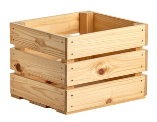 Wooden crate or Old closed wooden crate. Wooden box Isolated on transparent background