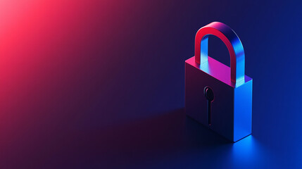 Floating modern slick padlock casts a soft gradient shadow against a clean background symbolizing digital security protection privacy and minimal futuristic design