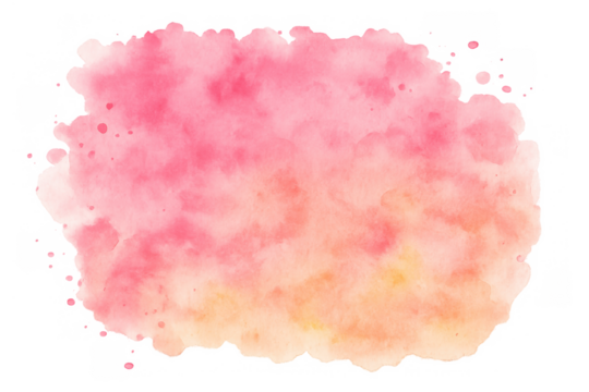 Abstract watercolor paint splash creating a soft pink and orange gradient background with textured brushstrokes