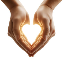 Obraz premium A luminous heart glowing between realistic hands — a poetic symbol of love, humanity, and energy, captured in breathtaking 4K artistic realism