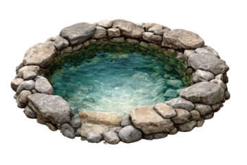 Round stone pool/well with crystal-clear water