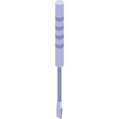 Isometric digital illustration of a light purple tool with a square tip and segmented handle on a transparent background representing a flathead screwdriver
